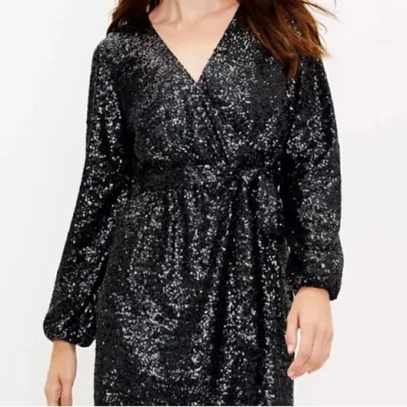 Ann Taylor Loft sequins wrap dress - Picture 2 of 7